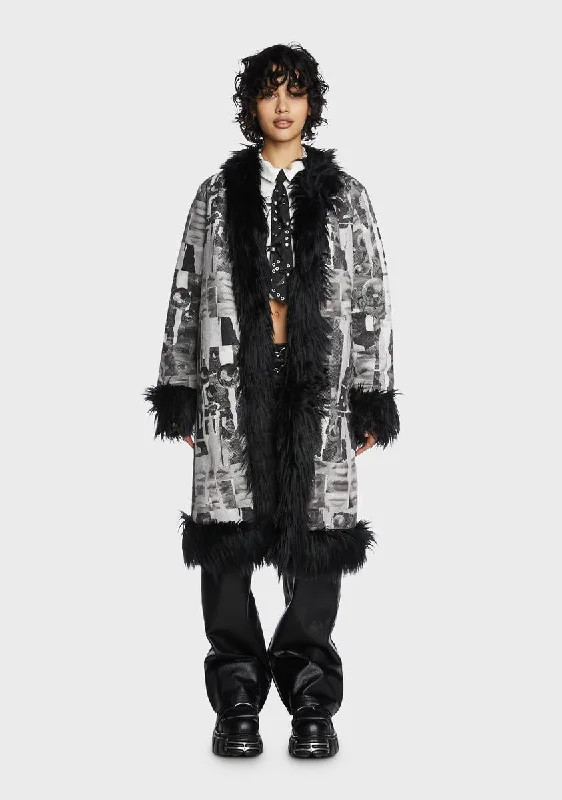 Women's Elegant Evening Outfit Low Price Special Poseur Faux Fur Coat