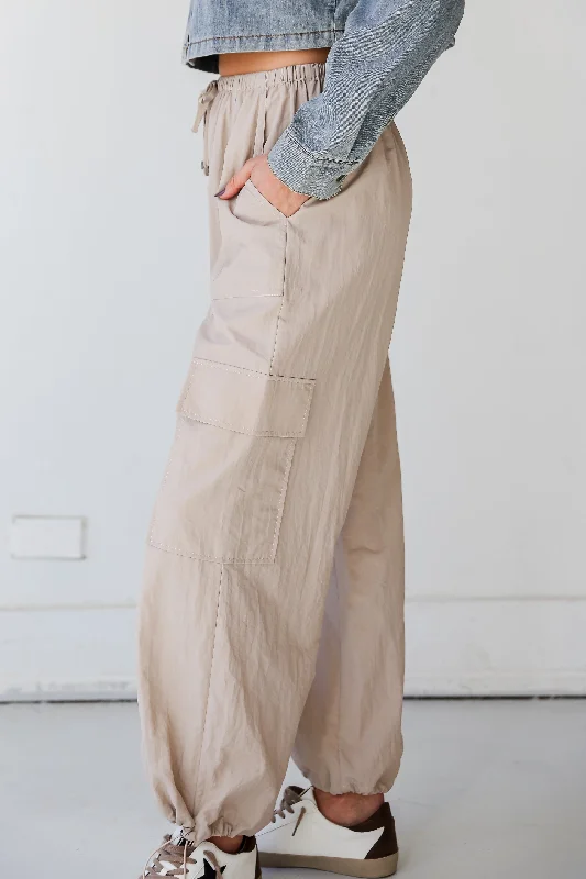 Formal Clothing For Women Modern Chic Discounts FINAL SALE - Stunning Desire Taupe Cargo Pants