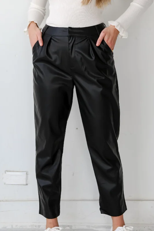 Women's Clothing For Outdoor Events Casual Yet Chic Sales FINAL SALE - Totally Polished Black Leather Pants