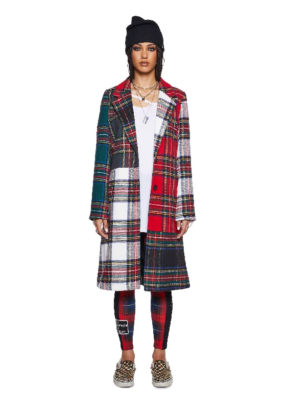 Women's Clothing For Outdoor Activities Sophisticated Fashion Taste Of Fury Plaid Coat - Red