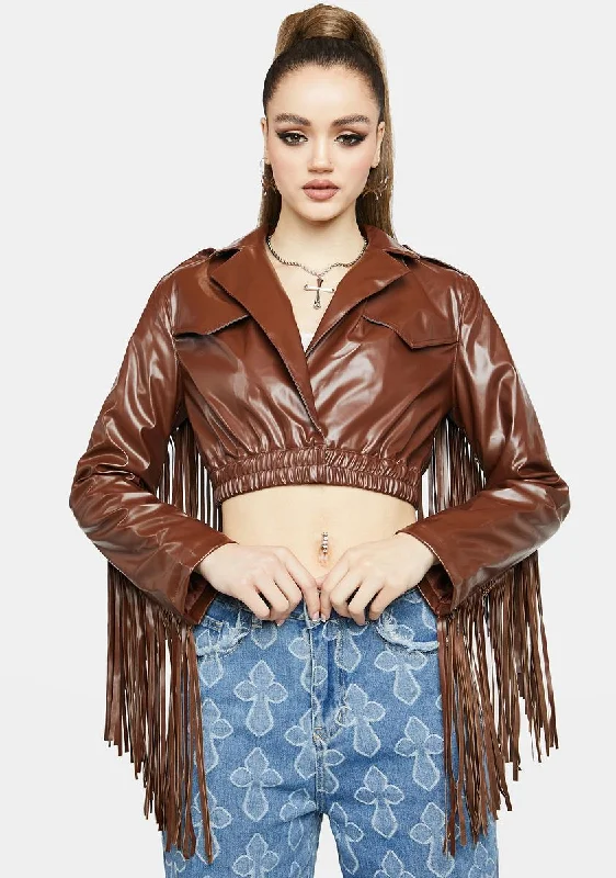 Sustainable Women's Apparel Effortless Style, Endless Impact Sienna Victim Of Cool Fringe Moto Jacket