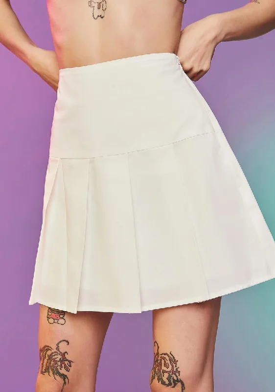 Women's Elegant Formal Outfit Affordable Luxury Fashion Ferris Wheelin' Poplin Pleated Mini Skirt