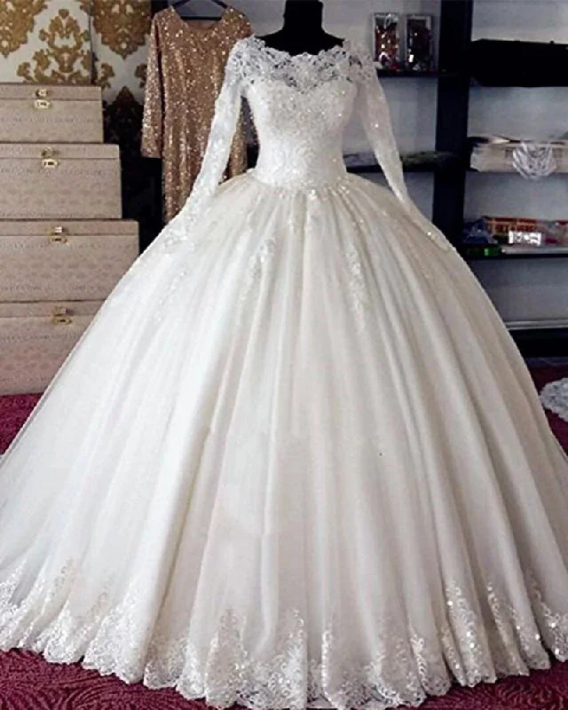 Women's Fashion-Forward Apparel Playful Fashion Offers Vintage Wedding Gown with Long Sleeves Lace Ball Gown Bride Dress for Women Vestido De Novia 2020 WD0627