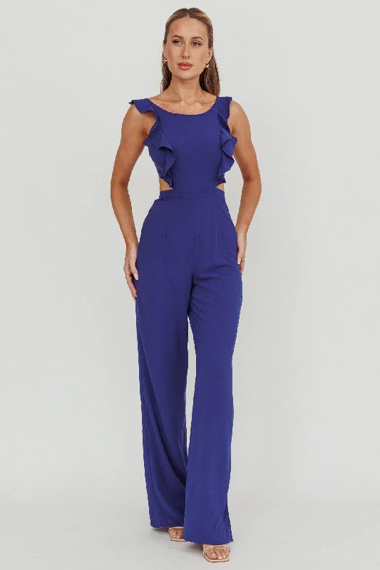 Women's Clothes For Special Occasions Latest Fashion Kiss Me Sleeveless Ruffle Jumpsuit Blue Women's Clothes For Special Occasions Latest Fashion Kiss Me Sleeveless Ruffle Jumpsuit Blue