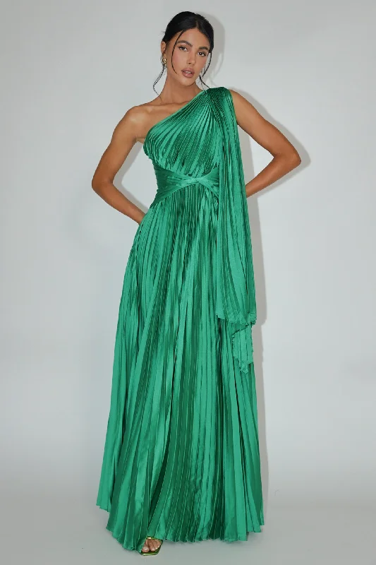 Affordable Women's Attire Exclusive Deals Online Laxmi Accordion Pleat Maxi Dress Kelly Green