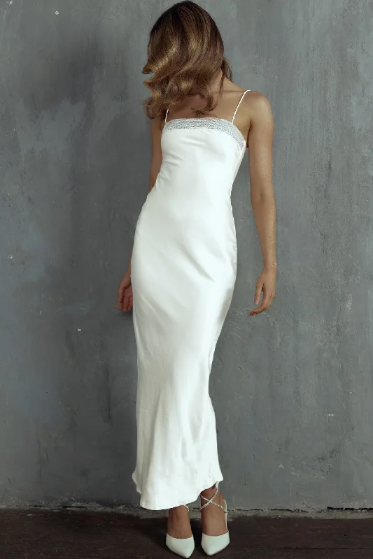 Affordable Women's Clothing Stylish Savings Making Headlines Diamante Neckline Maxi Dress White Affordable Women's Clothing Stylish Savings Making Headlines Diamante Neckline Maxi Dress White