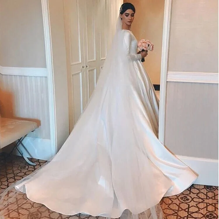 Women's Sports Apparel Fashion-Forward Offers Satin Serenity Wedding Gown