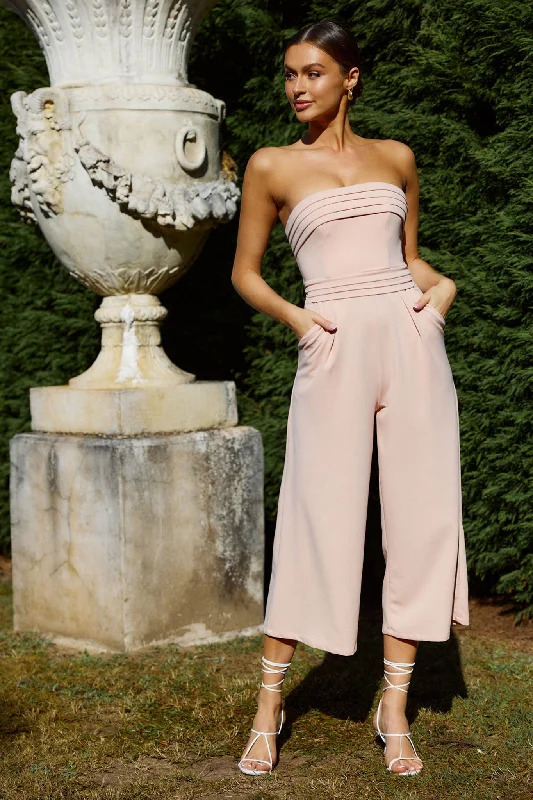 Women's Plus-Size Attire Special Offers, Don't Miss Chosen Strapless Wide Leg Jumpsuit Nude Pink