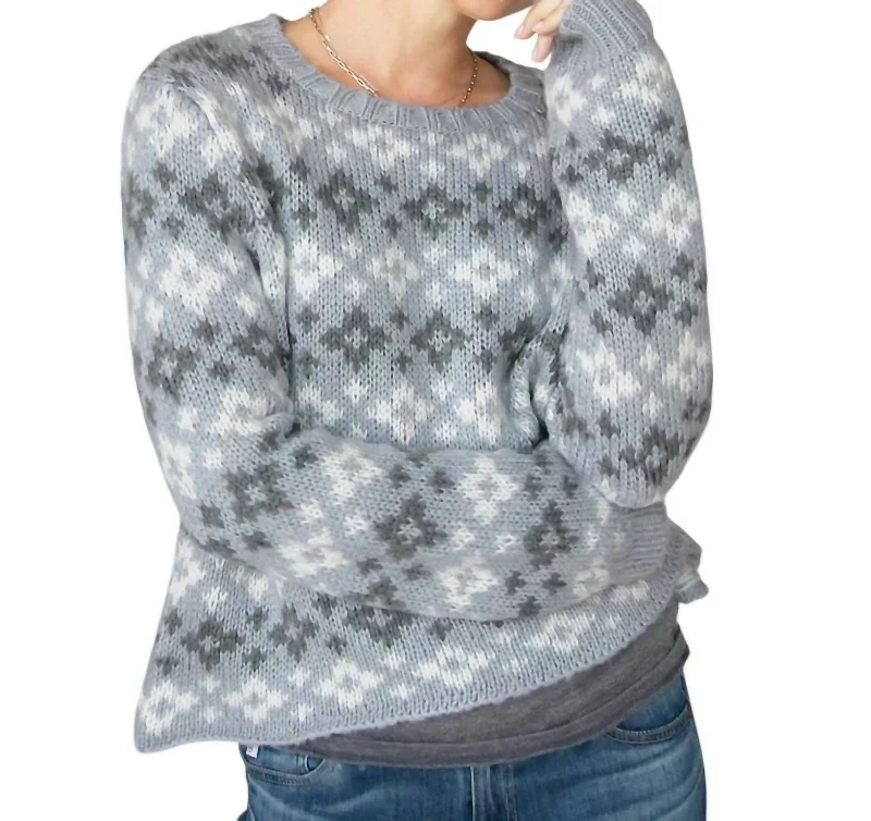 Fashionable Women's Clothing Chic Style, Always In Vogue Fair Isle Crew Sweater In Sterling Multi