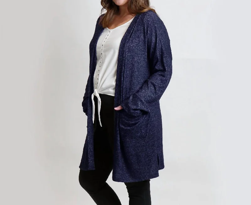 Women's Clothing For Everyday Wear Insane Discount Onslaught Cozy Knit Pocket Cardi Curvy In Navy