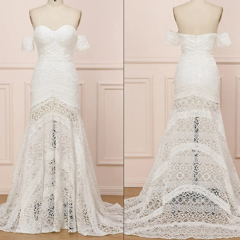 Women's Everyday Apparel Latest Trends Boho Chic Off-Shoulder Lace Wedding Dress