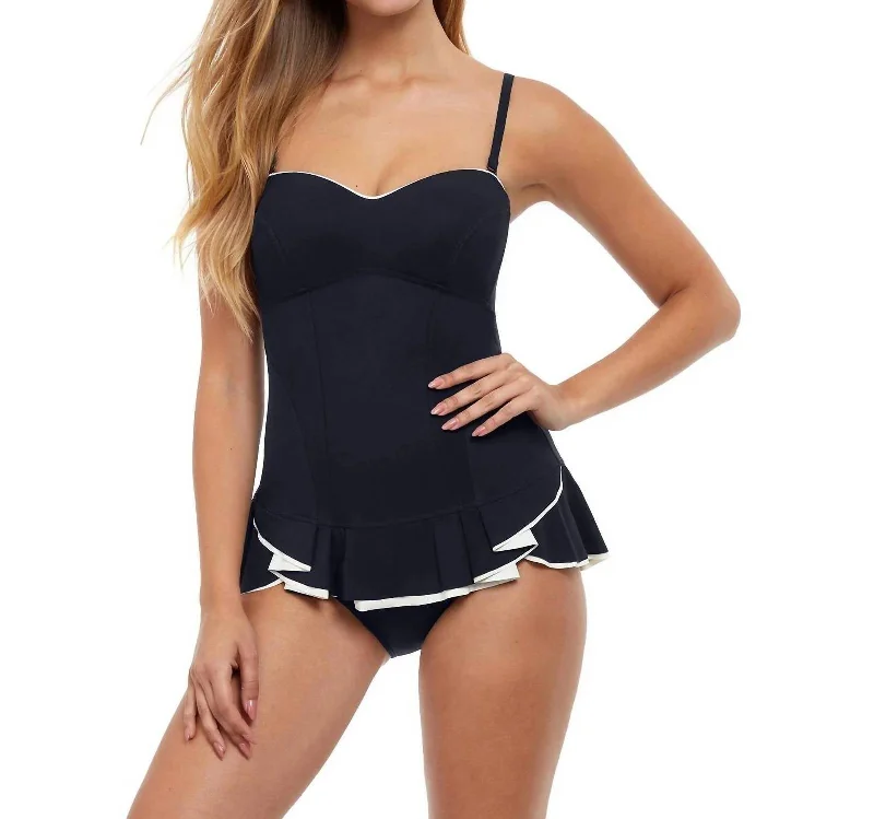 Vintage-Inspired Women's Clothes Hot Picks Belle Curve Bandeau Strapless Swimdress In Black/white