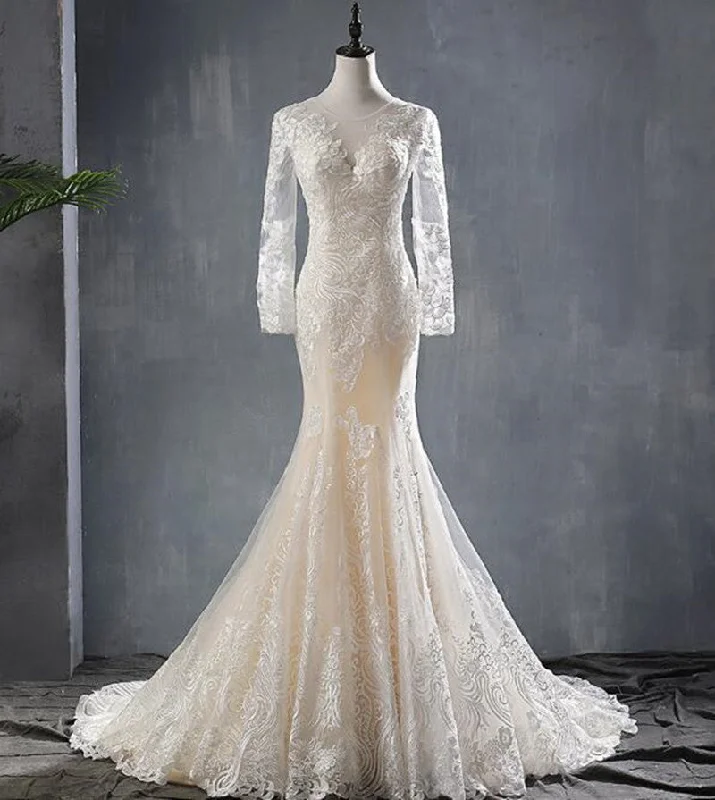 Women's Clothes And Garments Luxury Fashion Trumpet Illusions Wedding Dress