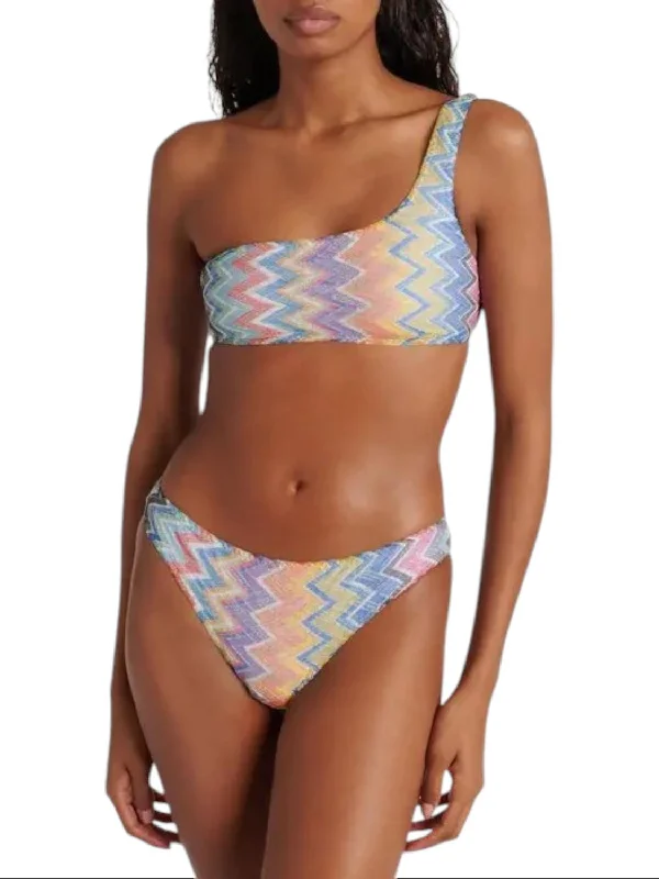 Fashionable Women's Clothing Discover Now One Shoulder Chevron Bikini Set In Carioca