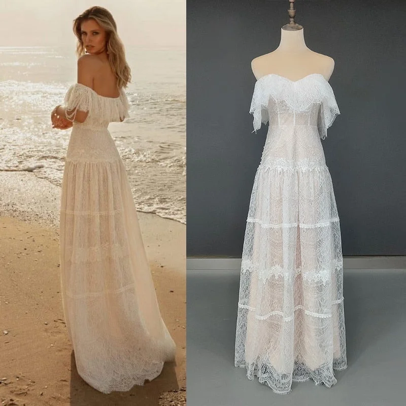 Vintage-Inspired Women's Clothes Hot Sale Ruffled Romance Wedding Dress