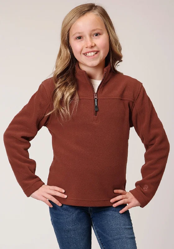 Plus-Size Women's Garments Roper Girls Kids Sienna Rust Polyester Micro Fleece Jacket