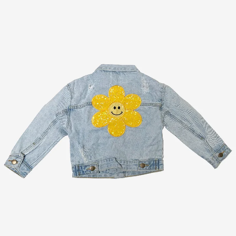 Women's Functional Apparel For Outdoor Activities Petite Hailey Kids PATCHED DENIM JACKET - Yellow Daisy