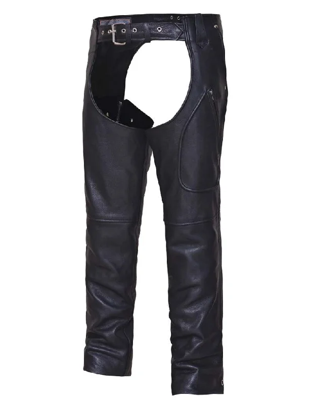 Women's Clothes For The Office 'Unik' Unisex Naked Cowhide Leather Ultra 3 Pocket Chaps - Black