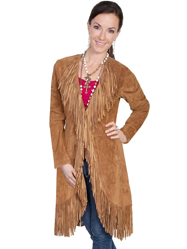 Fashion Sale Live Now – Upgrade Your Style For Less Scully Leatherwear Womens Cinnamon Boar Suede Fringe Maxi Coat