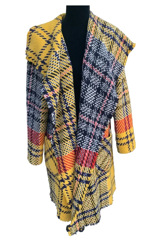 Women's Everyday Apparel Mallia #4786 Plaid Wool Coat