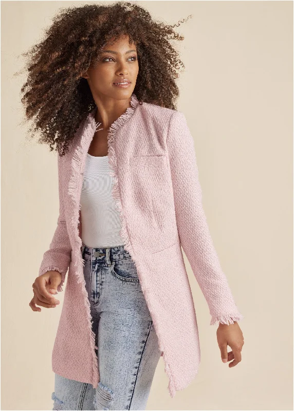 Timeless Women's Clothing Tweed Jacket - Light Pink