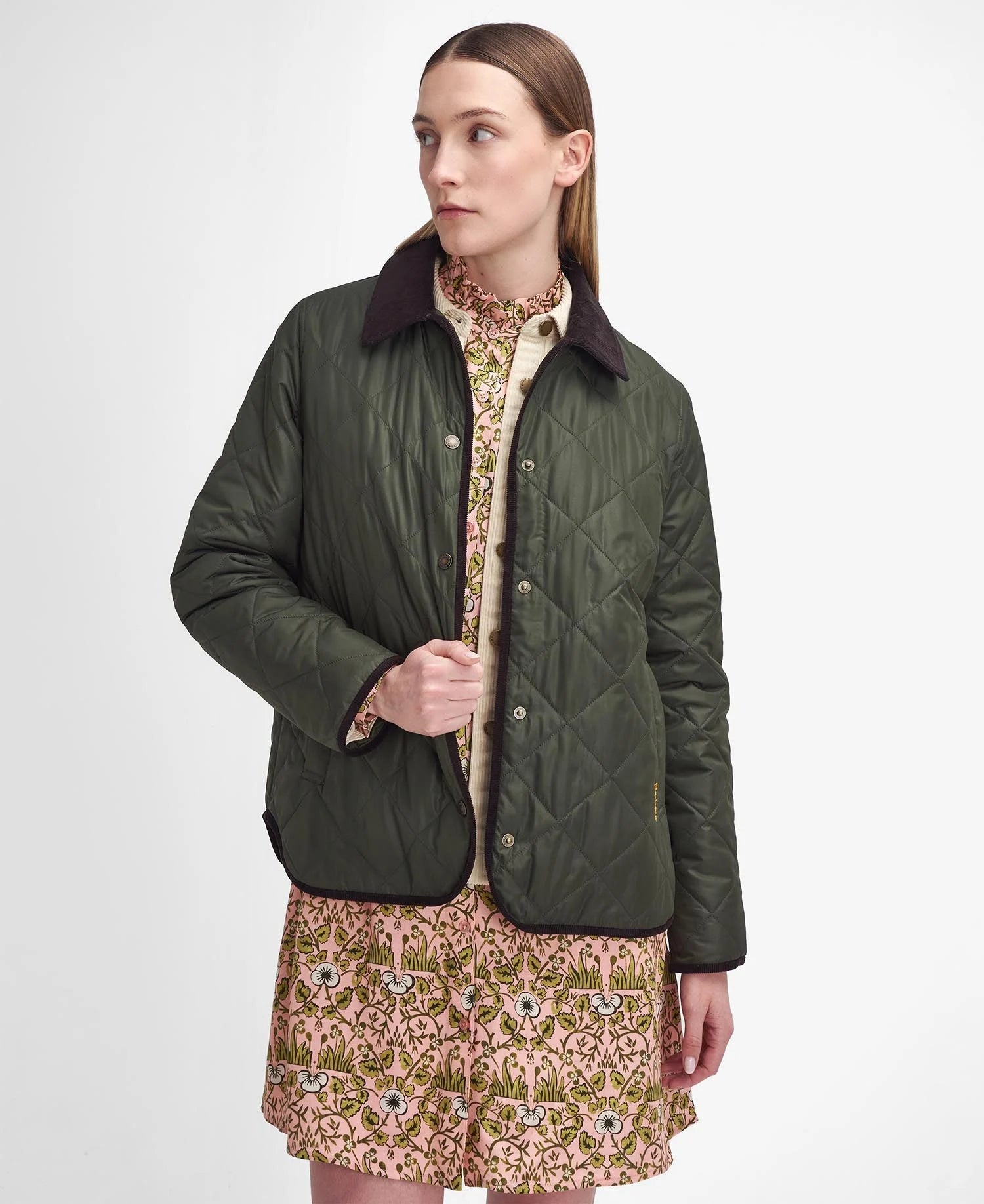 Women's Sporty Chic Clothes Barbour x William Morris Gallery Women's Isabella Quilted Jacket - Olive/Eyebright