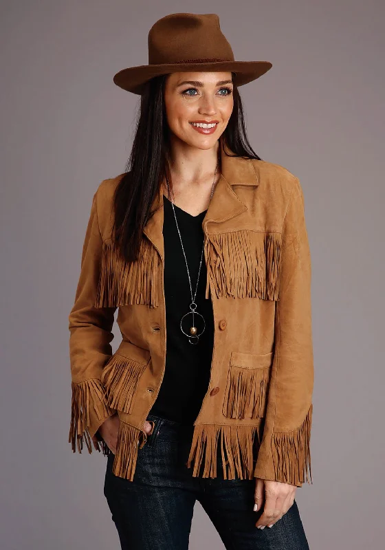 Limited-Stock Sale – Stylish Outfits At Lower Prices Stetson Womens Tan Leather Thick Suede Fringe Jacket