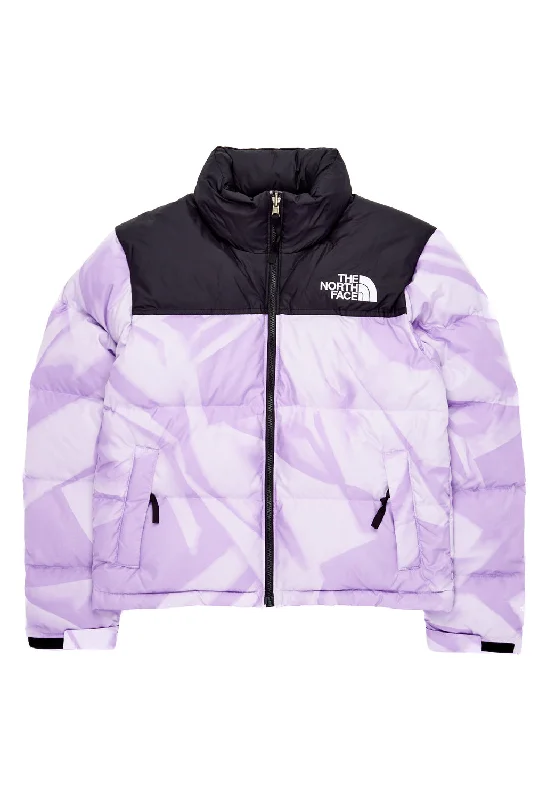 Women's Casual Apparel For Weekends The North Face Women’s 1996 Retro Nuptse Jacket - Icy Lilac Garment Fold Print