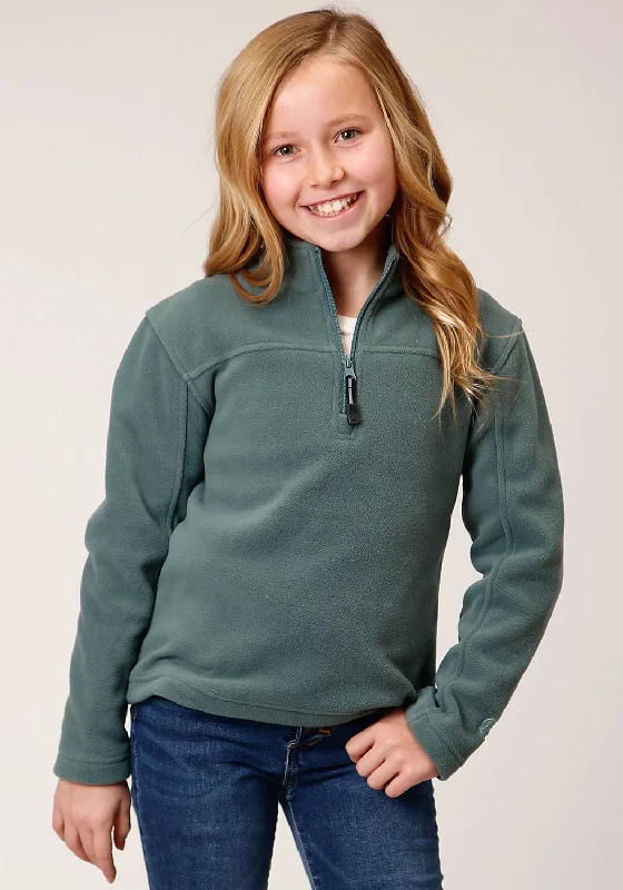 Affordable Women's Outfit Roper Girls Kids Misty Green Polyester Micro Fleece Jacket