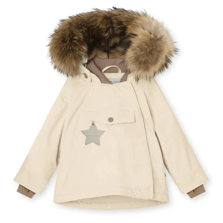 Women's Outdoor Activity Garments MINI A TURE Kids WANG Winter Jacket w/ Fur Hat in Angora Cream