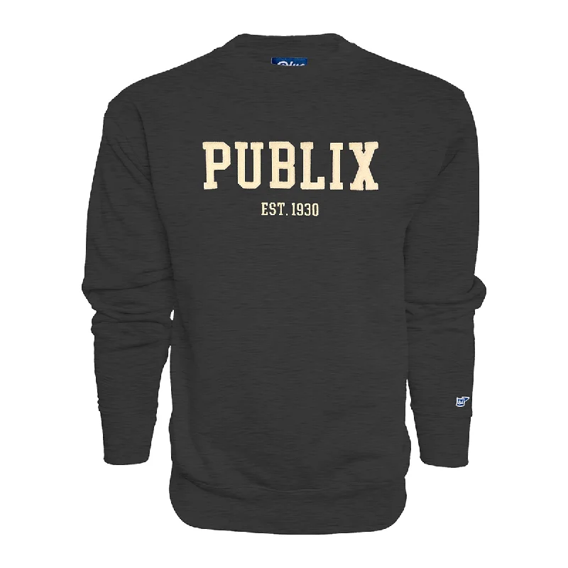 Women's Chic Outerwear Outfit Publix EST. 1930 Blue 84 Crewneck - felt letter appliqué