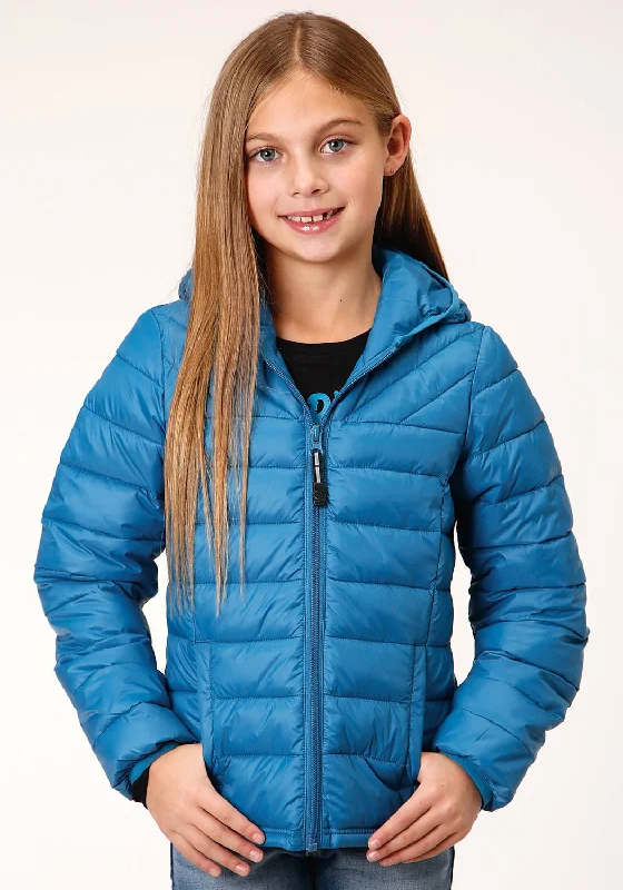 Affordable Women's Garments Roper Girls Kids Teal Blue Nylon Crushable Poly Filled Jacket