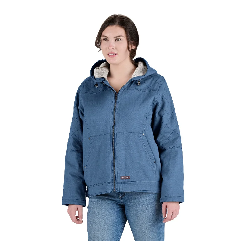 Stylish Women's Garments Women's Sherpa-Lined Twill Hooded Work Jacket