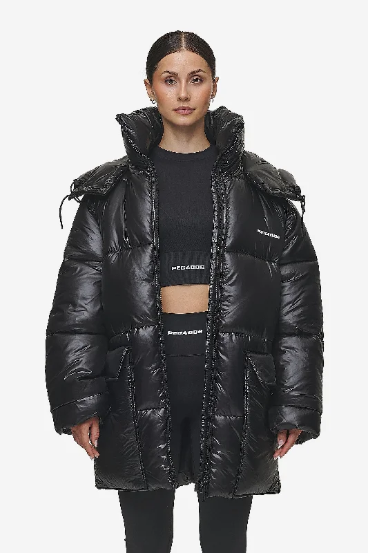 Women's Athletic Clothes Izzy Light Glossy Short Puffer Coat Black