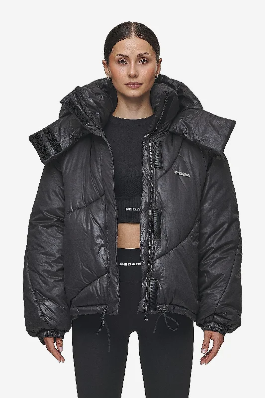 Women's Comfortable Apparel Hailey Vintage Oversized Puffer Jacket Black