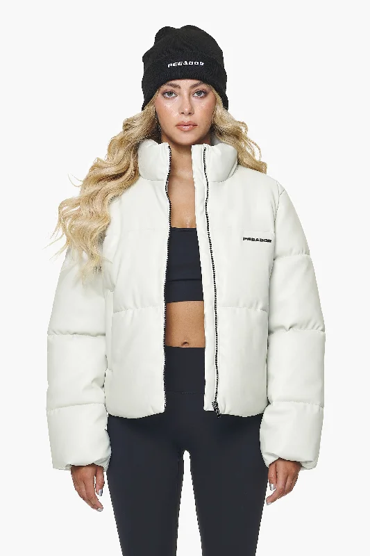 Women's Clothing For Special Occasions Baker Vegan Leather Puffer Jacket Bone White