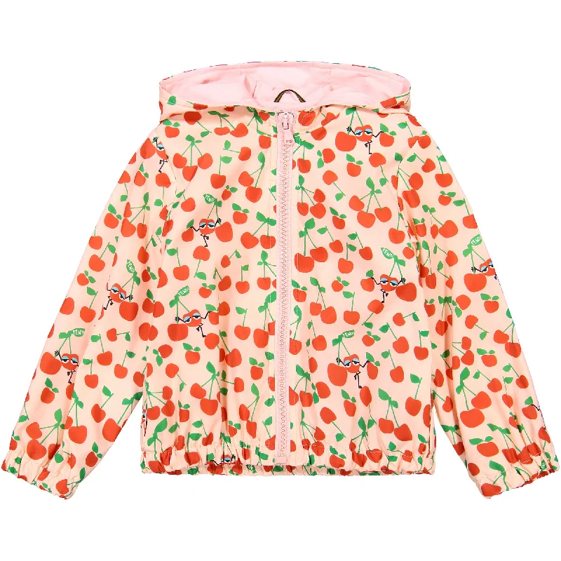 Women's Sports Apparel Fendi Kids Girls Cherry Monster Print Windbreaker Jacket in Pink