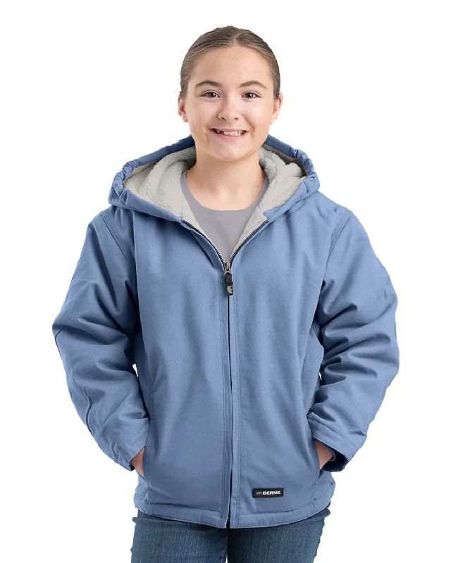 Women's Outerwear Apparel Berne Apparel Unisex Sherpa-Lined Softstone Steel Blue 100% Cotton Jacket