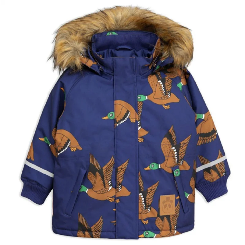 Women's Holiday Outfit Mini Rodini Kids K2 Wild Duck Padded Parka Jacket in Navy