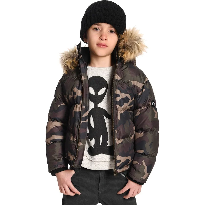 Comfortable Outfit For Women APPAMAN Kids Base Camp Puffer Winter Jacket - Black Camo