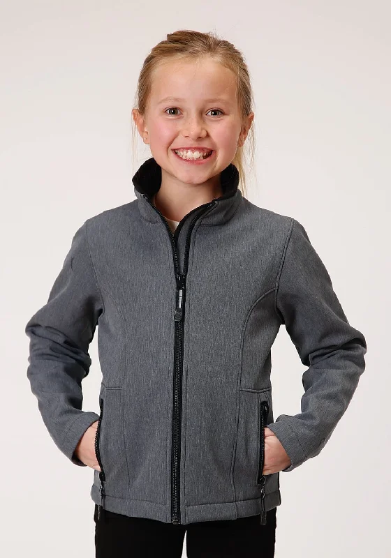 Women's Fashion-Forward Apparel Roper Girls Heather Grey Polyester Softshell Jacket