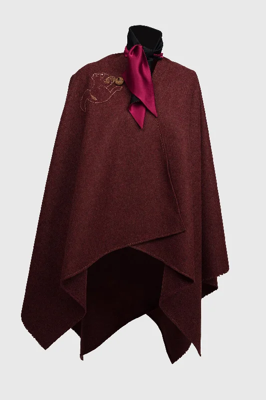 Women's Outerwear Clothing Dark Red Cape