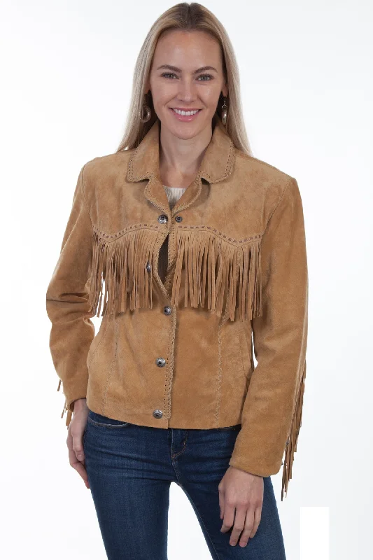 Affordable Elegance – Shop Premium Fashion Now Scully Womens Old Rust Suede Snap Fringe Jacket