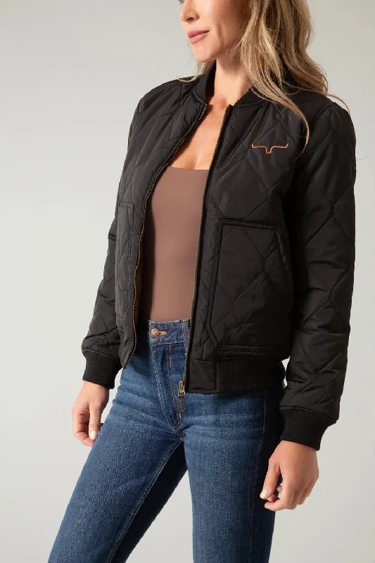 Flash Sale On Stylish Outfits – Hurry Before It's Gone Kimes Ranch Womens Marinos Bomber Black Polyester Insulated Jacket