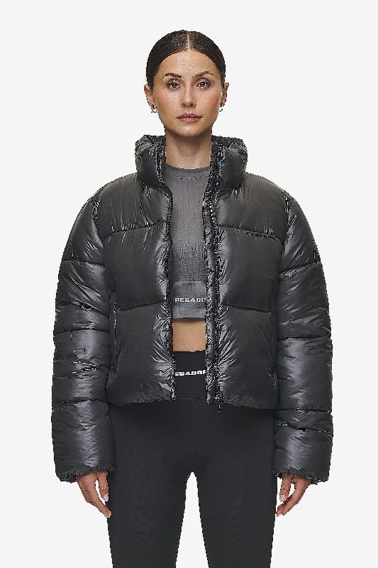 Vintage-Inspired Garments Georgia Light Glossy Puffer Jacket Anthracite