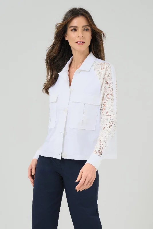 Casual Chic Clothing For Women Sutton Lace Sleeve Trucker Jacket