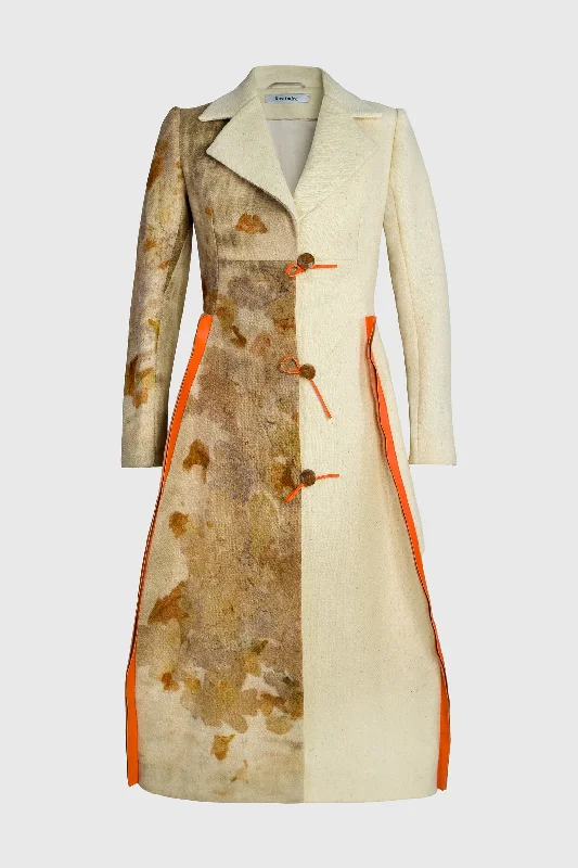 Women's Fashion-Forward Apparel Natural Print Butter Crinoline Coat