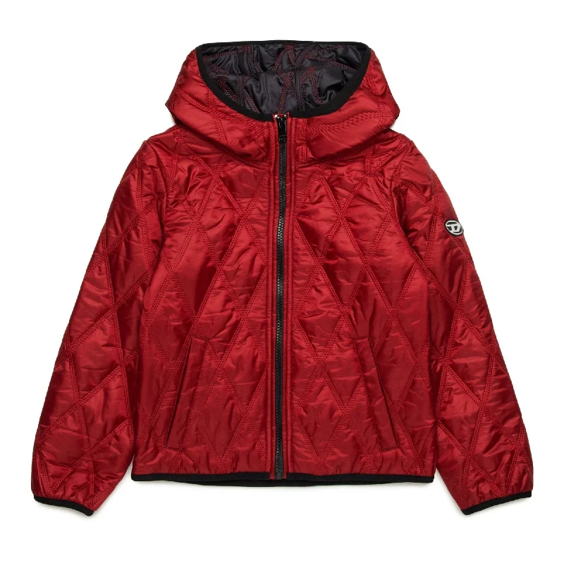 Women's Stylish Casual Garments Diesel Kids Hooded Quilted Jacket - Red - 8Y