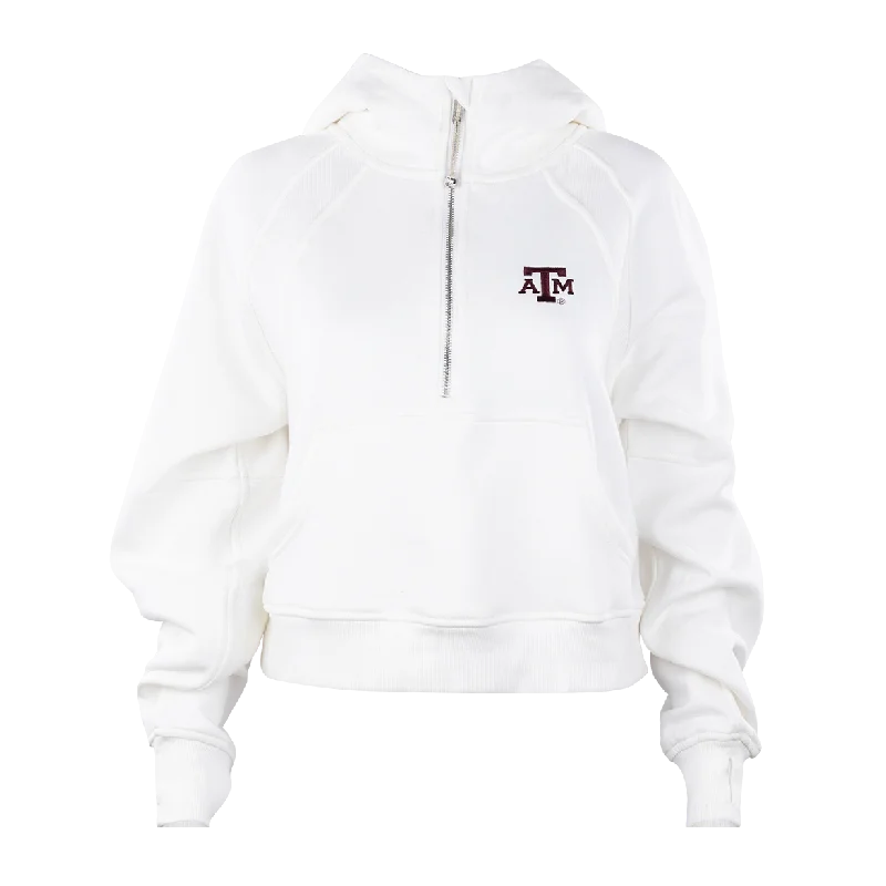 Women's Outerwear Garments Texas A&M White Half Zip Hoodie