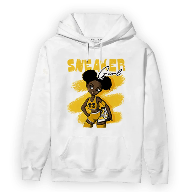 Chic And Contemporary Unisex Clothing Choices Trendy Street Style NastyJamz Yellow Ochre 6s Hoodie Match Black Sneaker Girl